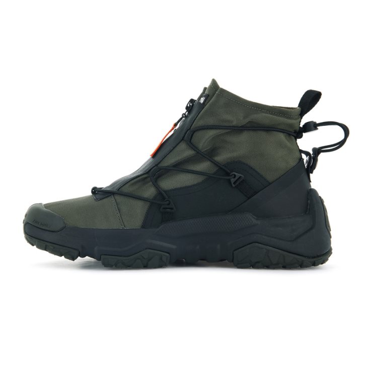 Baskets Palladium Off-grid Hi Zip Imperméables + Femme Vert Olive | FR SYP579F